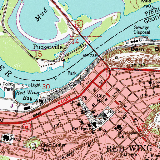 Topographic Map of Levee Park, MN
