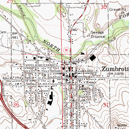 Topographic Map of Zumbrota Public Library, MN