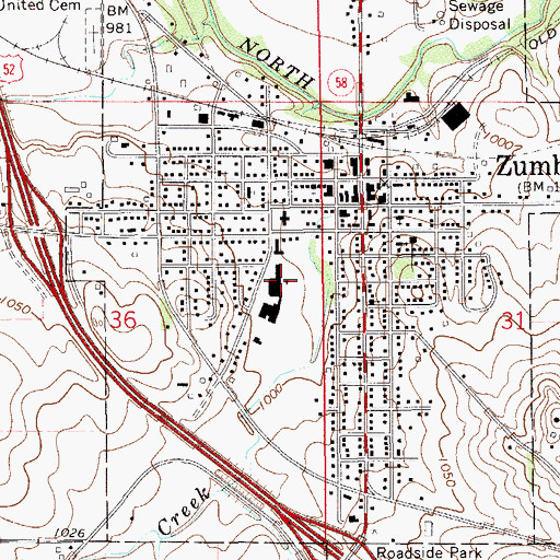 Topographic Map of Zumbrota Mazeppa High School, MN
