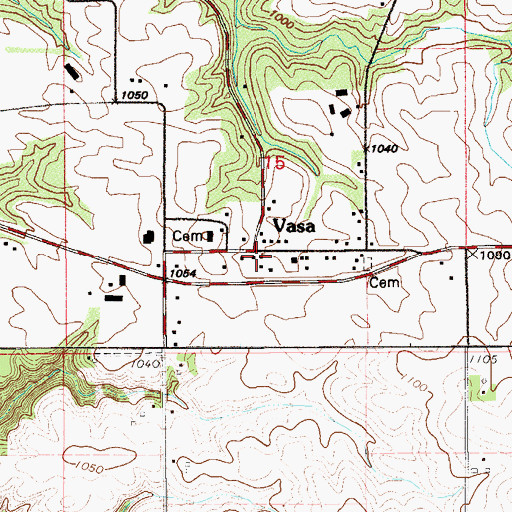 Topographic Map of Vasa Post Office (historical), MN
