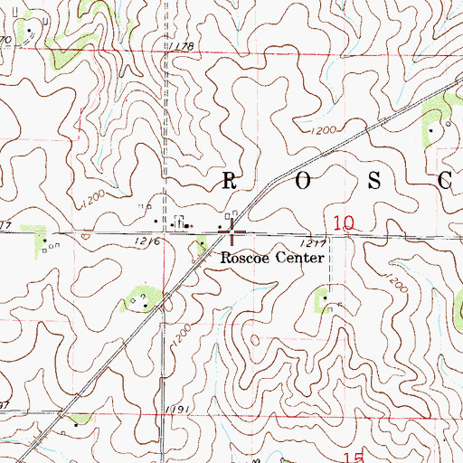 Topographic Map of Roscoe Center Post Office (historical), MN