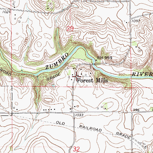 Topographic Map of Forest Mills Post Office (historical), MN