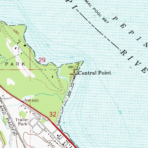 Topographic Map of Central Point Post Office (historical), MN