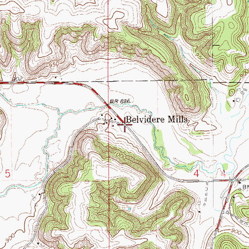 Topographic Map of Belvidere Mills Post Office (historical), MN