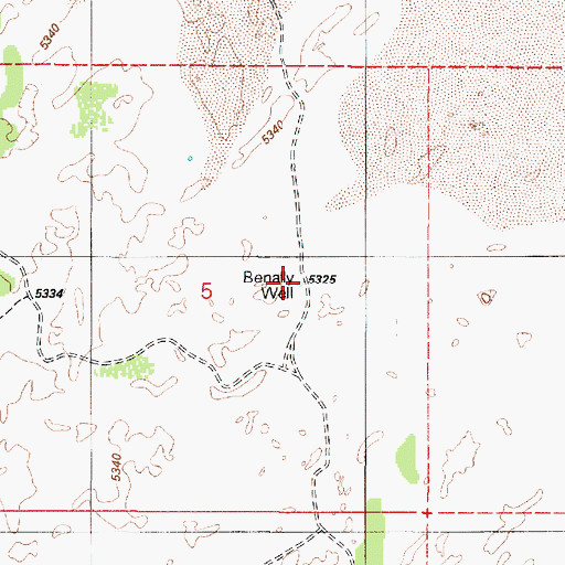 Topographic Map of Benally Well, AZ