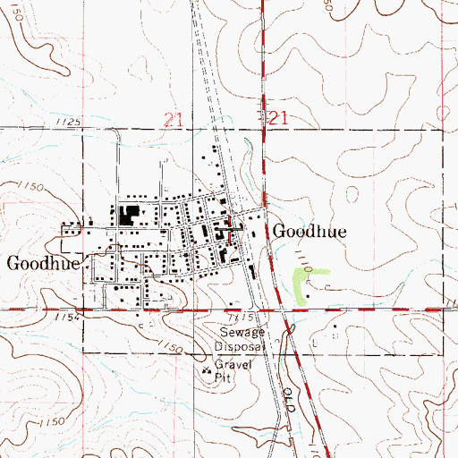 Topographic Map of Goodhue Post Office, MN