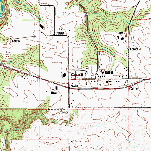 Topographic Map of Vasa Cemetery, MN