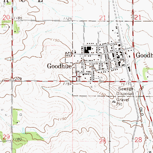 Topographic Map of Evergreen Cemetery, MN