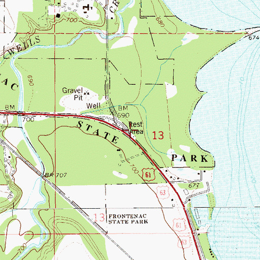 Topographic Map of Fort Beauharnois Wayside Park, MN