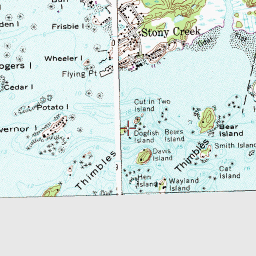 Topographic Map of Cut in Two Island, CT