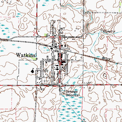 Topographic Map of Watkins Mobile Home Park, MN