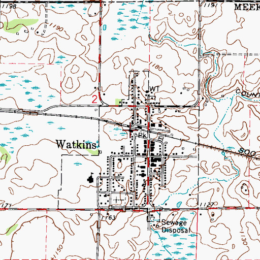 Topographic Map of Watkins (historical), MN