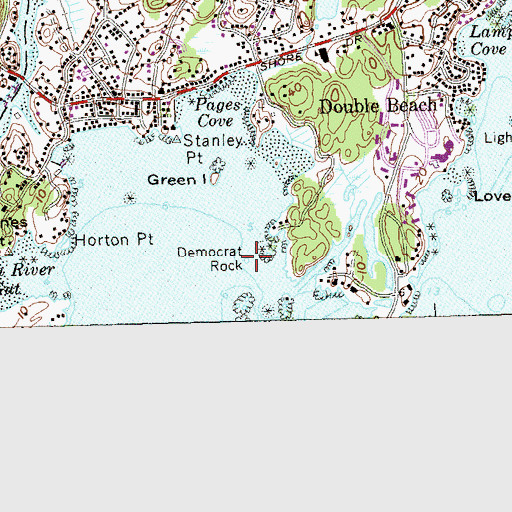 Topographic Map of Democrat Rock, CT