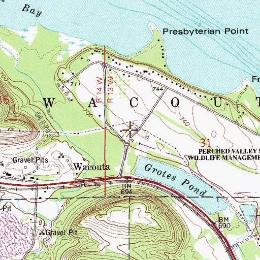 Topographic Map of Wacouta Cemetery, MN