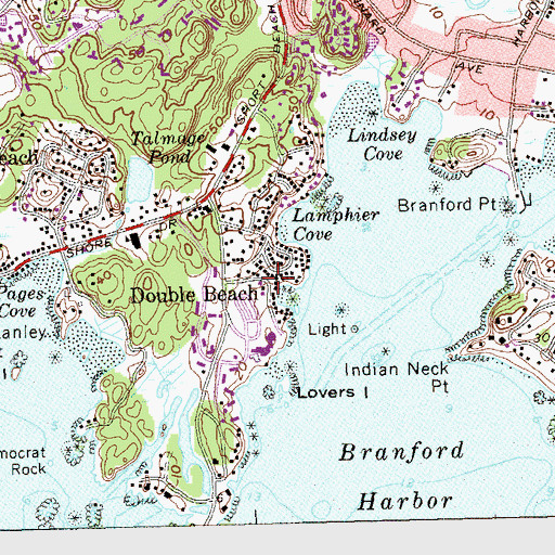 Topographic Map of Double Beach, CT
