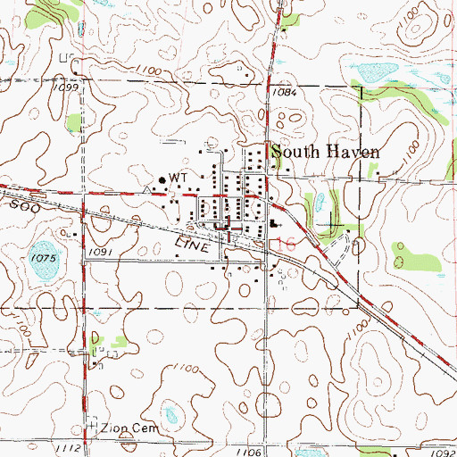 Topographic Map of South Haven City Hall, MN