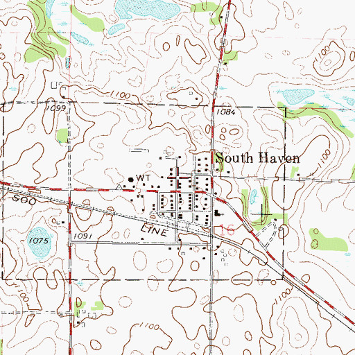 Topographic Map of South Haven Fire Department, MN