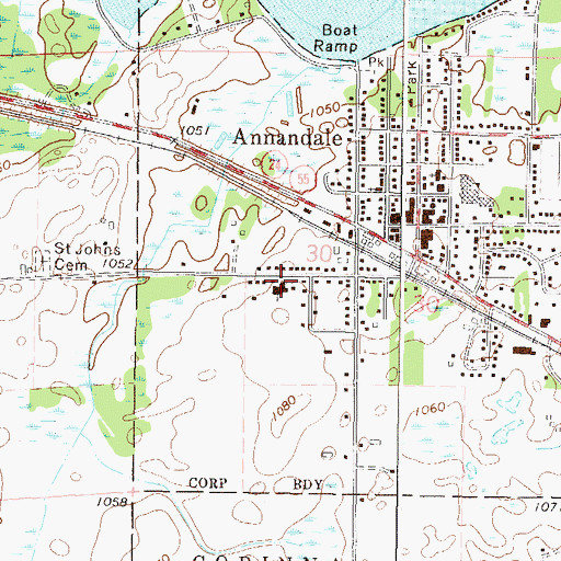 Topographic Map of Saint John's Lutheran Church, MN