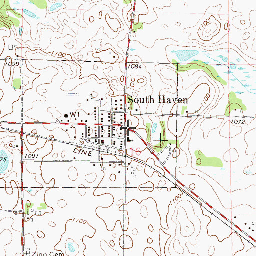 Topographic Map of South Haven Post Office, MN