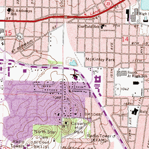 Topographic Map of Calvary Baptist Church, MN