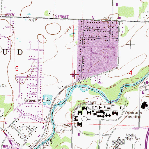 Topographic Map of Granite City Baptist Church, MN