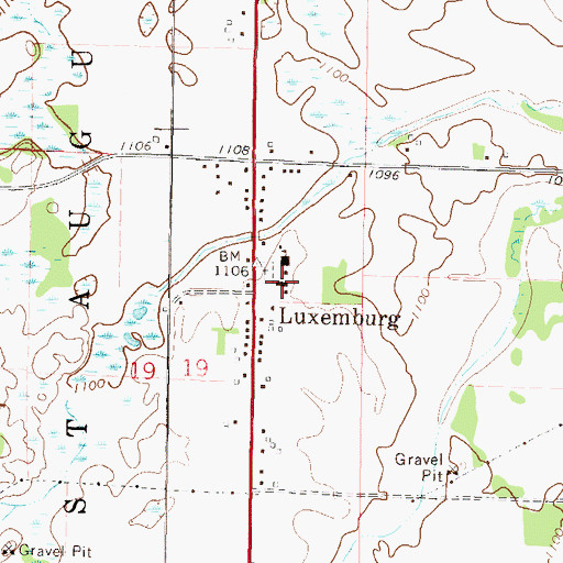 Topographic Map of Saint Wendelin of Luxemburg Church, MN