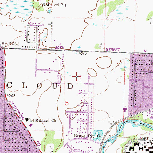 Topographic Map of Prairie Rose Park, MN