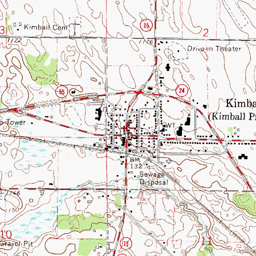 Topographic Map of Kimball Great River Library, MN