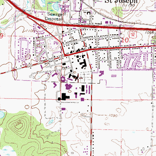 Topographic Map of Aurora Hall, MN