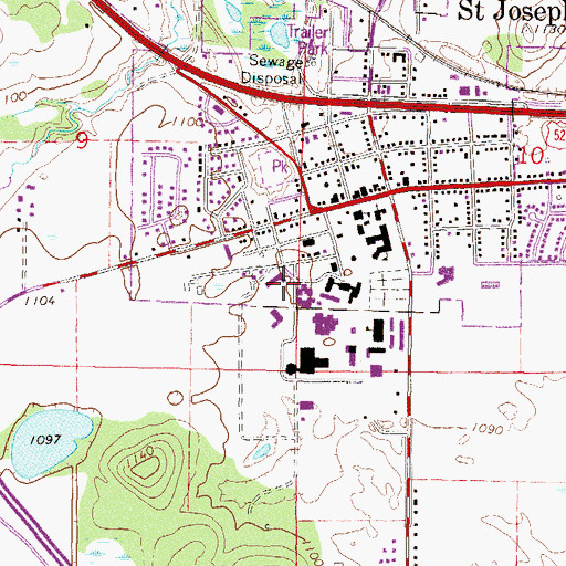 Topographic Map of Evin Hall, MN