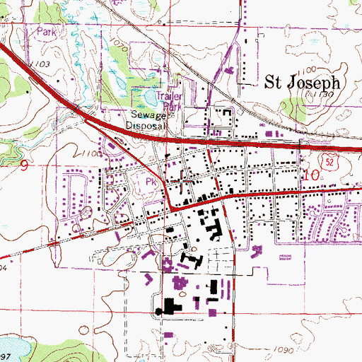 Topographic Map of Saint Joseph Post Office, MN