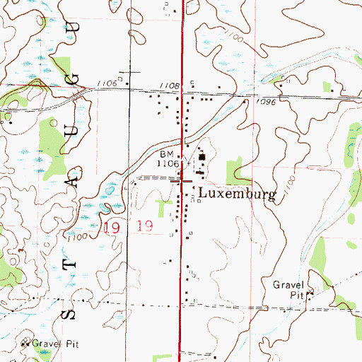 Topographic Map of Luxemburg Post Office (historical), MN