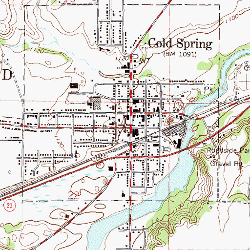 Topographic Map of Cold Spring Fire Department, MN