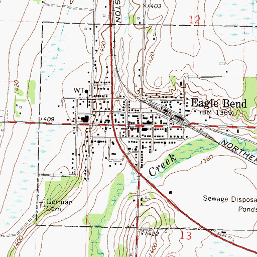 Topographic Map of Eagle Bend Police Department, MN