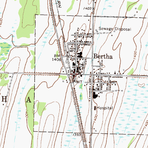 Topographic Map of Bertha Post Office, MN
