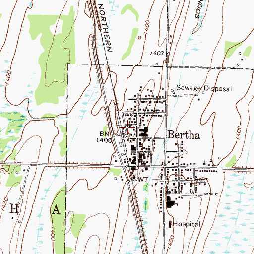 Topographic Map of Bertha (historical), MN
