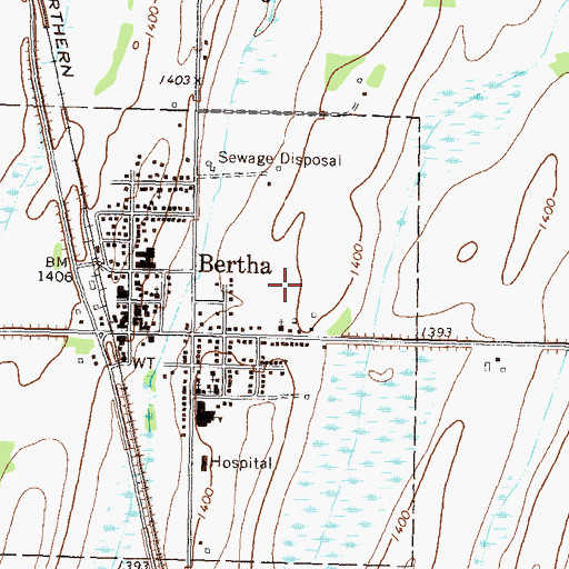 Topographic Map of Bertha Medical Clinic, MN