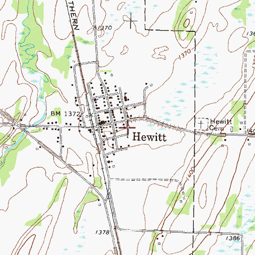 Topographic Map of Hewitt Rest Area, MN