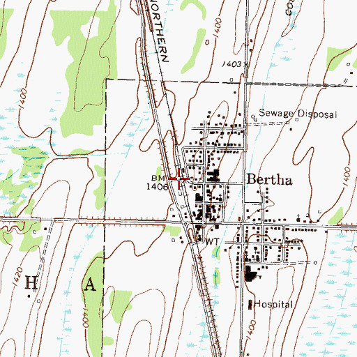 Topographic Map of Bertha Wayside Park, MN