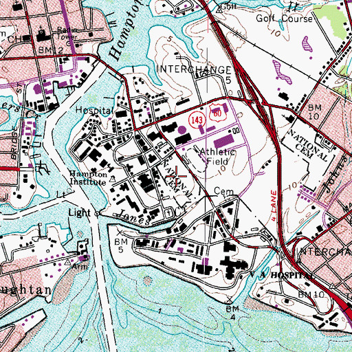 Topographic Map of Hampton National Cemetery, VA