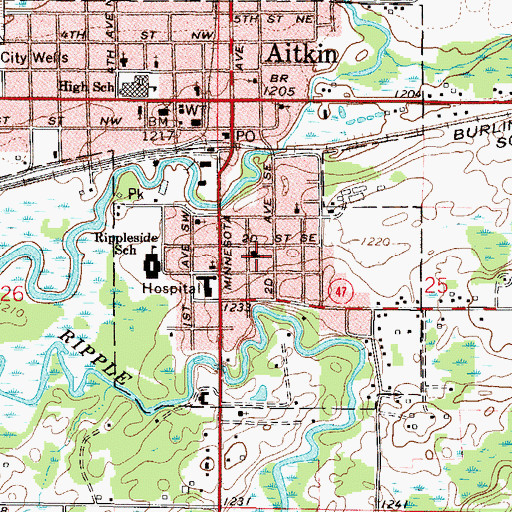 Topographic Map of First lutheran Church, MN