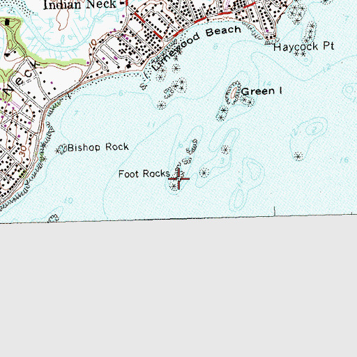 Topographic Map of Foot Rocks, CT