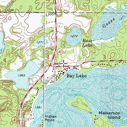Topographic Map of Ruttger's Bay Lake Lodge: the Lakes Golf Course, MN