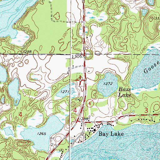 Topographic Map of Bay Lake Cemetery, MN