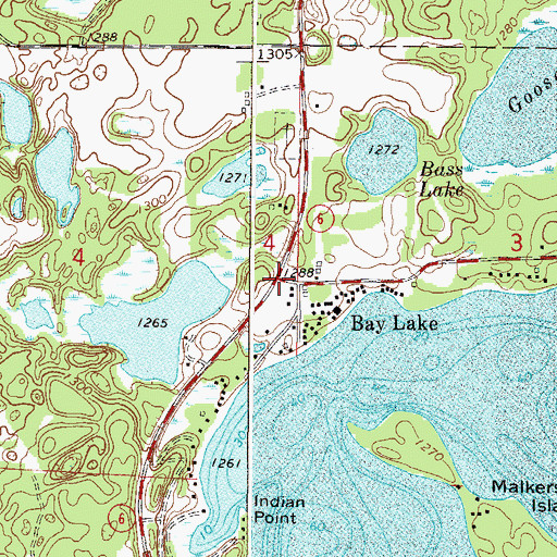 Topographic Map of Baylake Post Office (historical), MN