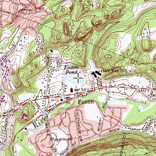 Topographic Map of Foxon Pond, CT