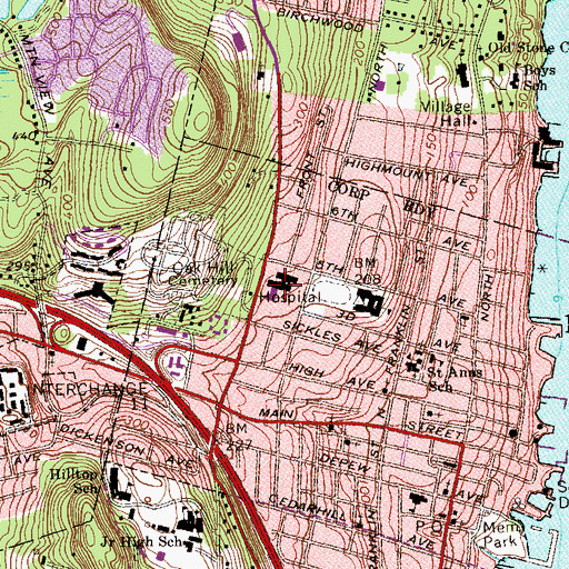 Topographic Map of Nyack Hospital, NY