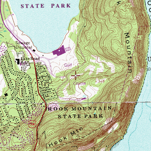 Topographic Map of Rockland Lake Executive Golf Course, NY
