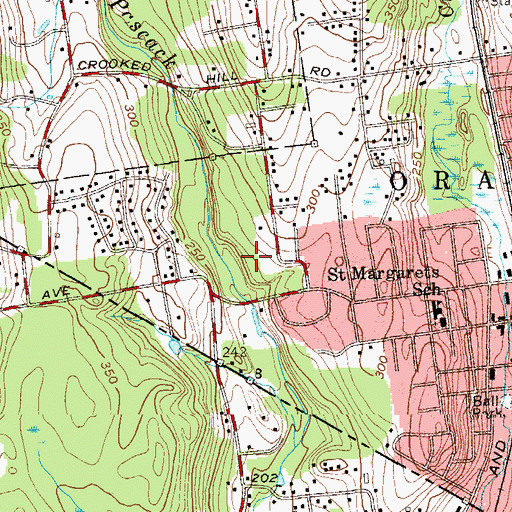 Topographic Map of Pascack Brook Town Park, NY