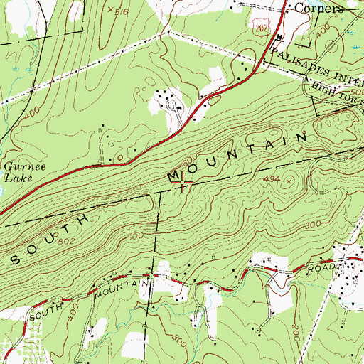 Topographic Map of South Mountain County Park, NY